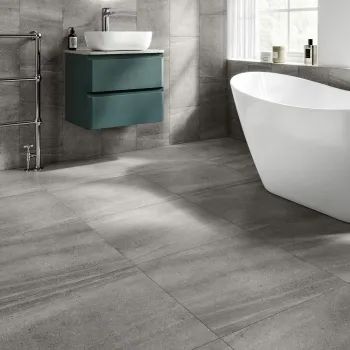 Serenity Grey Rectified Matt Stone Effect Tile 600x600