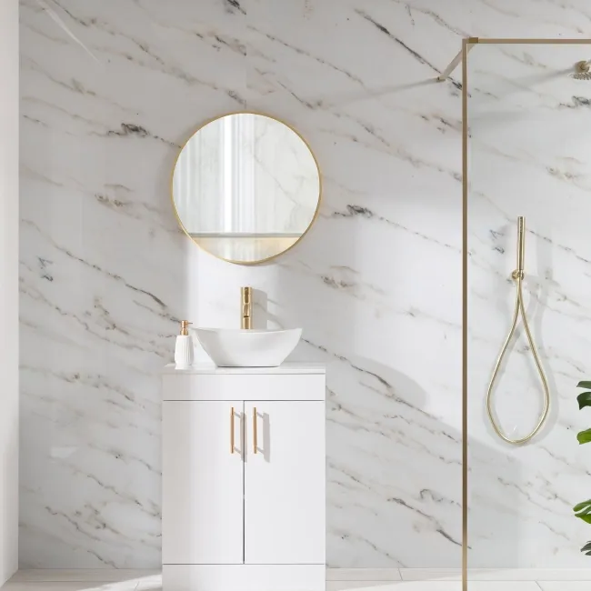 Trepanel Aqua Luxe® Gold Subtle Marble Effect Embossed Gloss SPC XXL Wall Panel