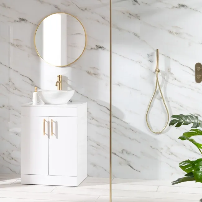 Trepanel Aqua Luxe® Gold Subtle Marble Effect Embossed Gloss SPC XXL Wall Panel