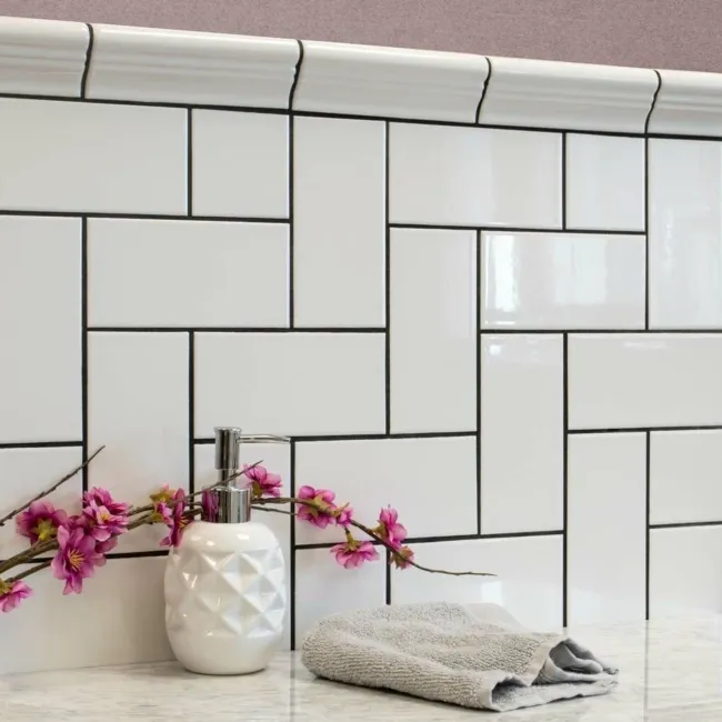 White Chapel Gloss White Flat Mini Metro Tiles