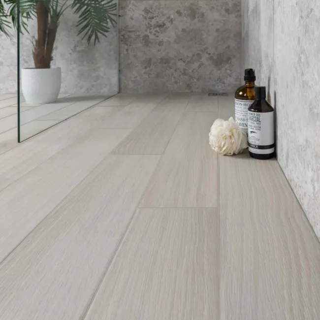 Hamptons Lime Washed White Wood Effect Porcelain Floor Tiles