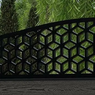 LuxeLine Composite Fence Panel Dark Grey 6ft High - Geometric Decorative Screen with Buried Aluminium Post