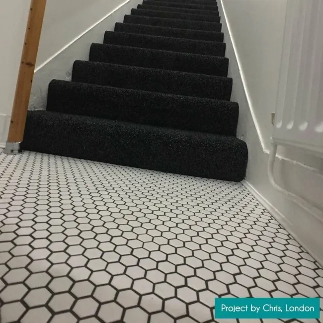 Pixel White 23x23 Hexagon Matt Mosaic Tiles