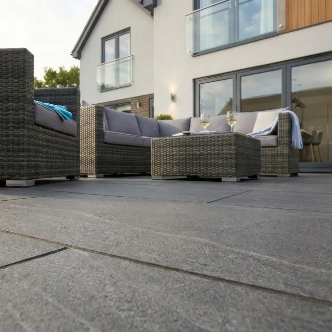 Nuova Anthracite Stone Effect Matt Porcelain Outdoor Slab Tile