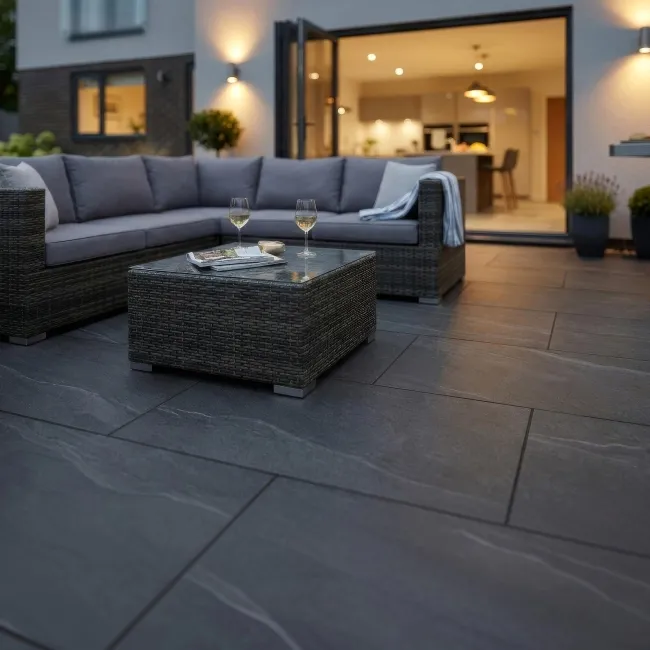 Nuova Anthracite Stone Effect Matt Porcelain Outdoor Slab Tile