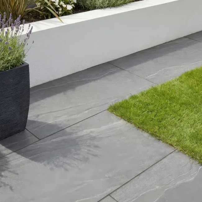 Nuova Anthracite Stone Effect Matt Porcelain Outdoor Slab Tile