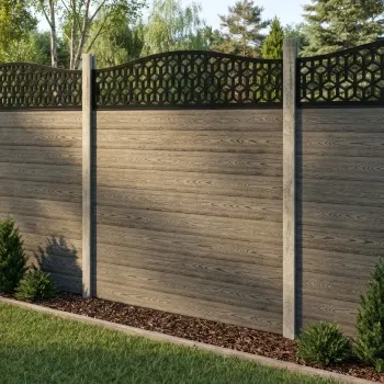 LuxeLine Composite Fence Panel Light Grey - Geometric Decorative Screen for Own Post