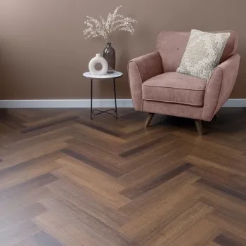 Trepanel Lux Walnut LVT Wood Effect Herringbone SPC Vinyl Flooring