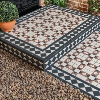 Churchill Navy Blue & Terracotta Mosaic Victorian Matt Tiles