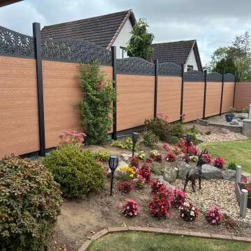 LuxeLine® Composite Classic Curve Top Fence Screen - Floral Design