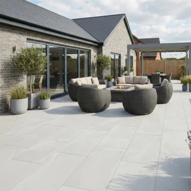 Nuova Grey Stone Effect Matt Porcelain Outdoor Slab Tile