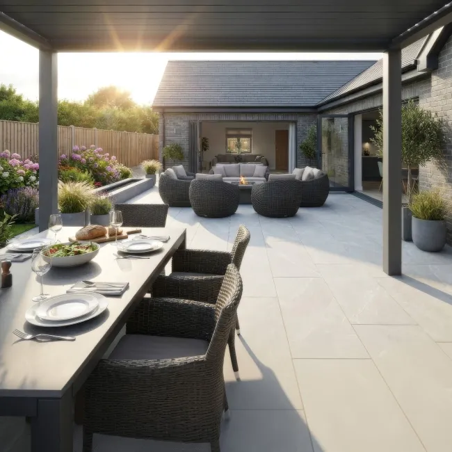 Nuova Grey Stone Effect Matt Porcelain Outdoor Slab Tile