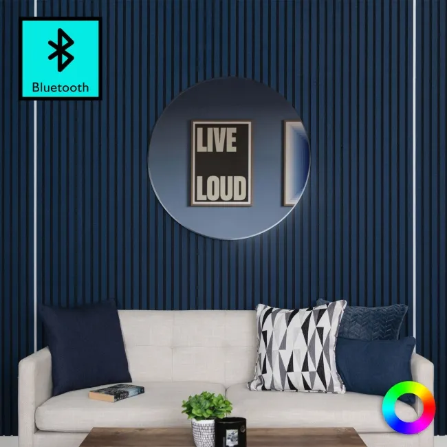 Trepanel Bright® Wall Panel Bluetooth Multi Colour LED Strip Lights With White Casing – 2.4m Pack of 2