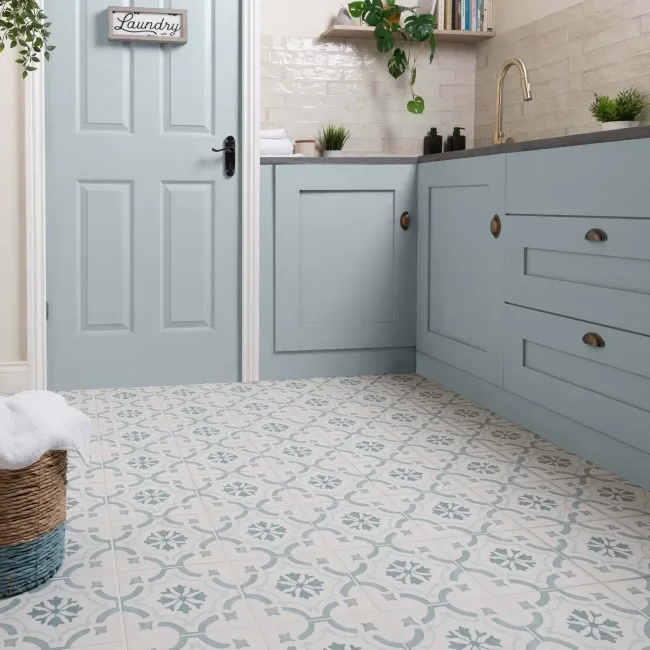 Blossom Ornate Blue Matt Pattern Wall and Floor Tiles