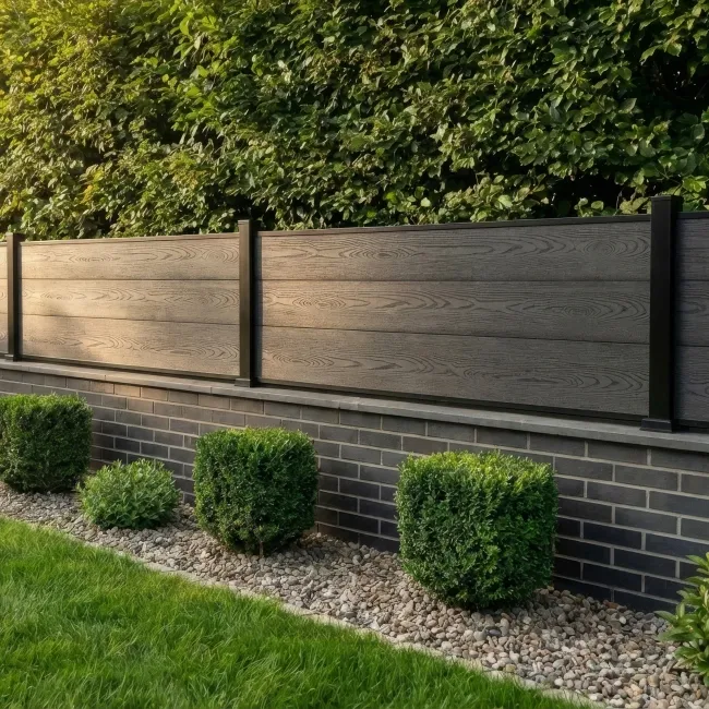 LuxeLine® Dark Grey Composite Fence Panel with Aluminium Post