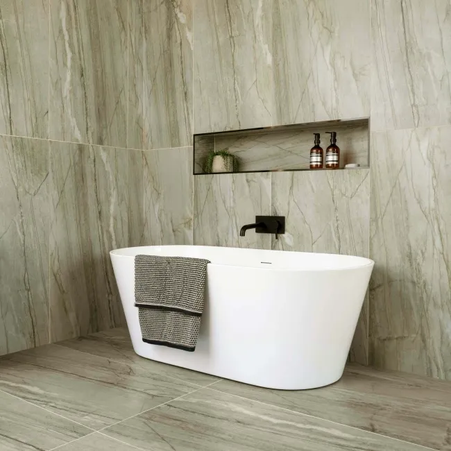 Falls Green Semi Polished Marble Effect Large Wall and Floor Tiles