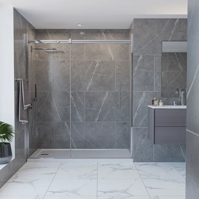 Trepanel Aqua Luxe® Grey Marble Effect Satin SPC Wall Panel 4 Pack (Covers 2.80 SQM)