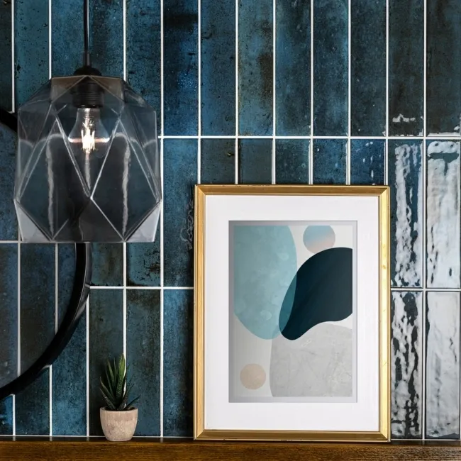 Hope Blue Gloss Brick Effect Wall Tiles