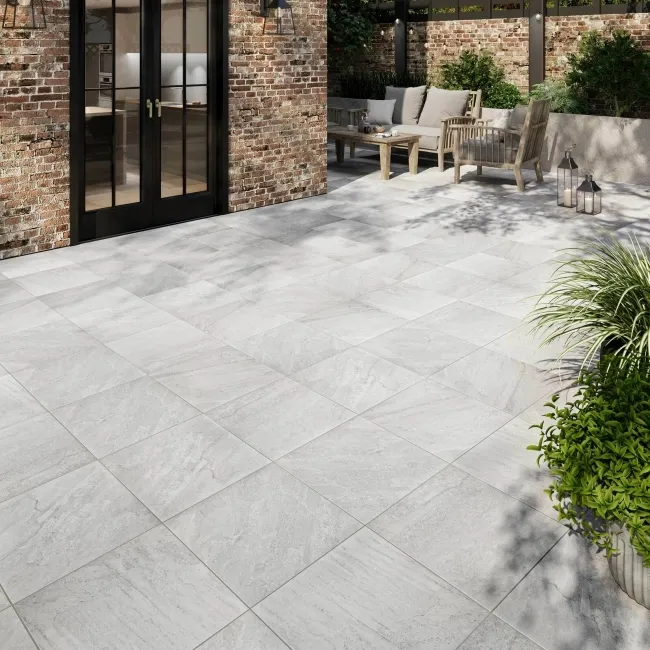 Icaria Light Grey Stone Effect 20mm Porcelain Paving Slabs