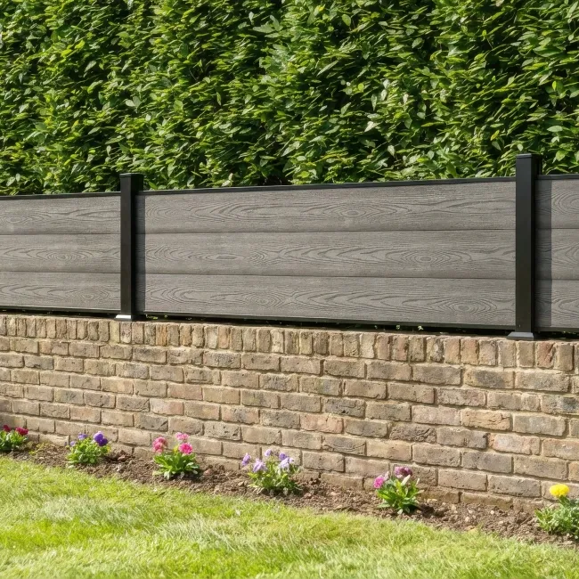 LuxeLine® Light Grey Composite Fence Panel with Aluminium Post