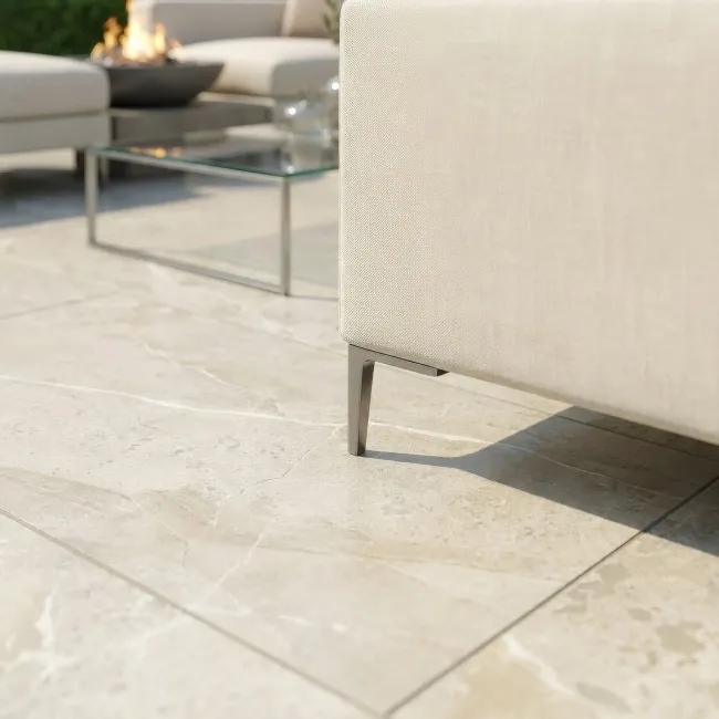 Muller Beige Stone Effect Matt Porcelain Outdoor Slab Tile