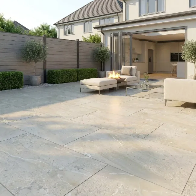 Muller Beige Stone Effect Matt Porcelain Outdoor Slab Tile