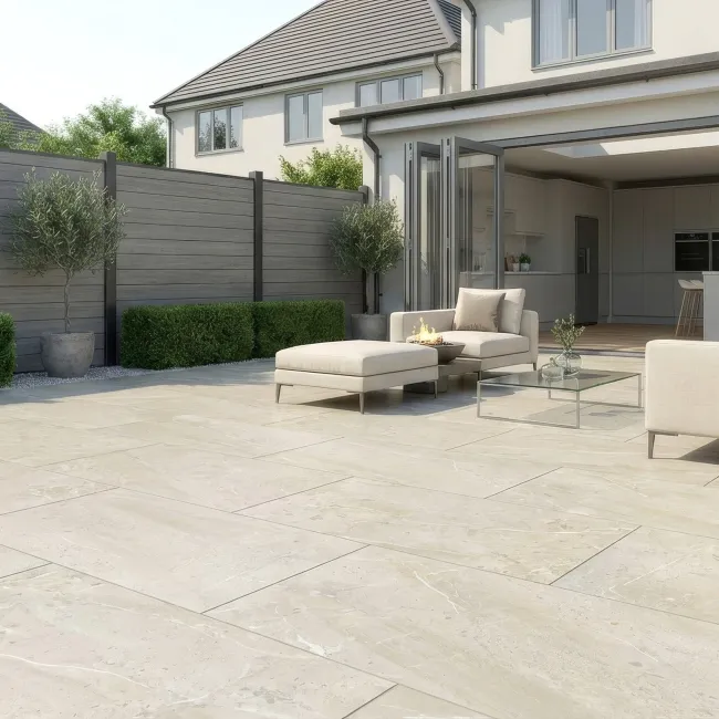 Muller Beige Stone Effect Matt Porcelain Outdoor Slab Tile
