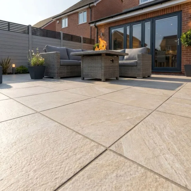 Quarstone Beige Stone Effect Matt Anti Slip Outdoor Porcelain Slab