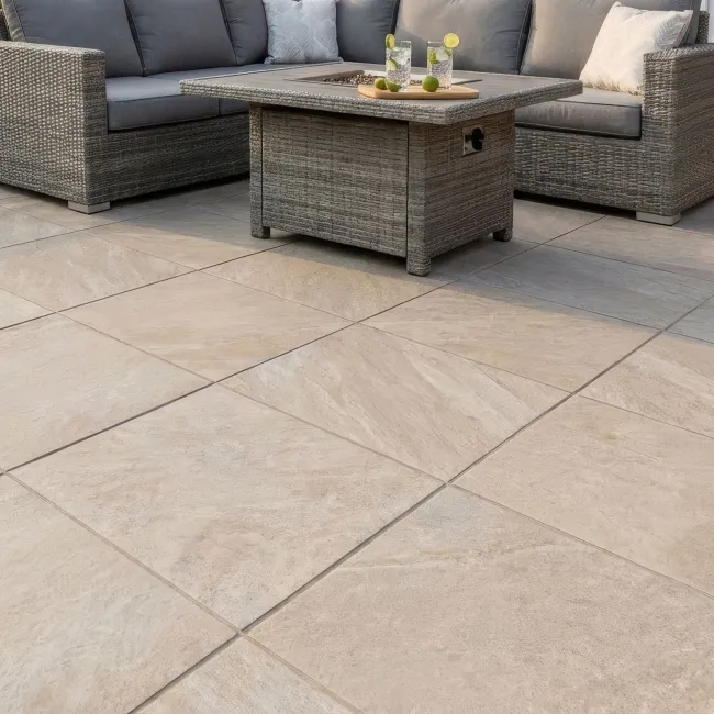 Quarstone Beige Stone Effect Matt Anti Slip Outdoor Porcelain Slab