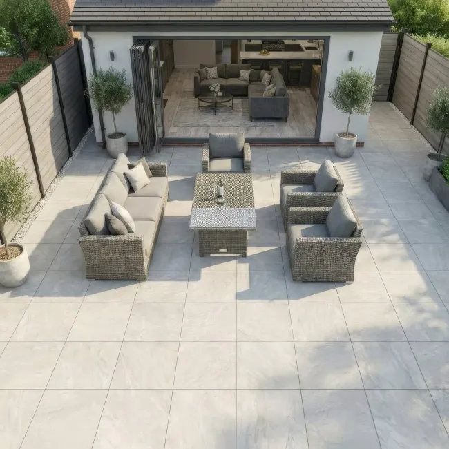 Quarstone White Stone Effect Matt Anti Slip Outdoor Porcelain Slab