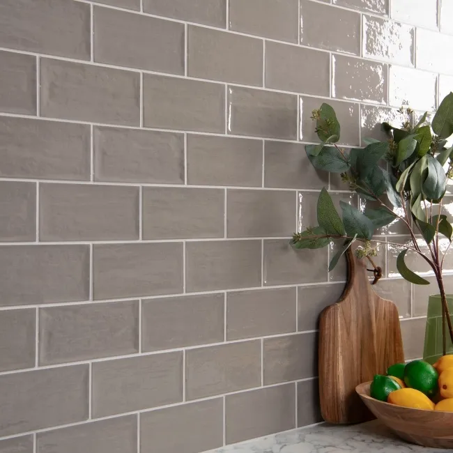 Rustic Ceramic Gloss Grey Metro Tiles