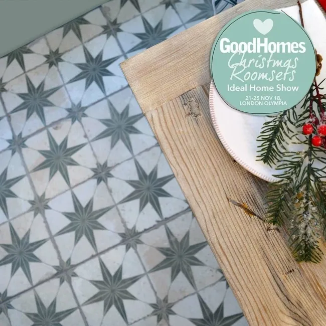 Scintilla Olive Green Star Pattern Tiles