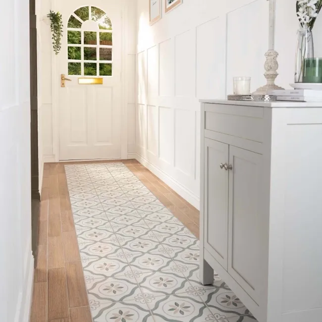 Blossom Petals Green Matt Pattern Wall and Floor Tiles