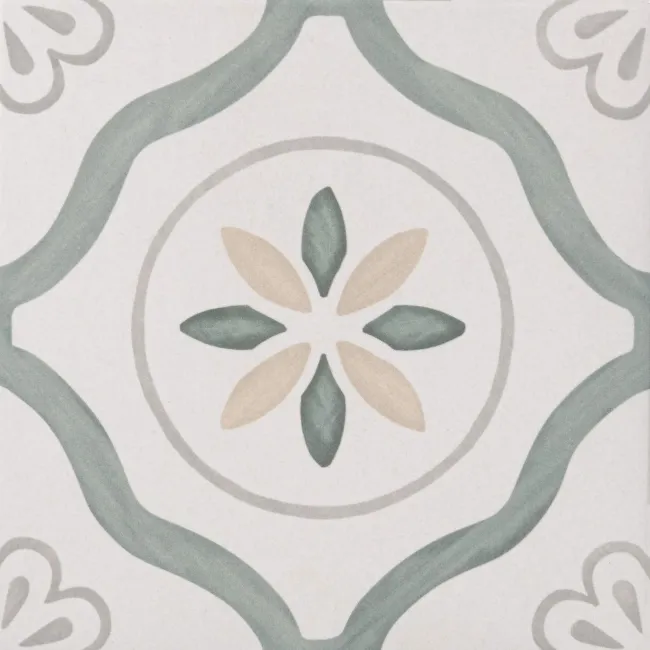 Blossom Petals Green Matt Pattern Wall and Floor Tiles