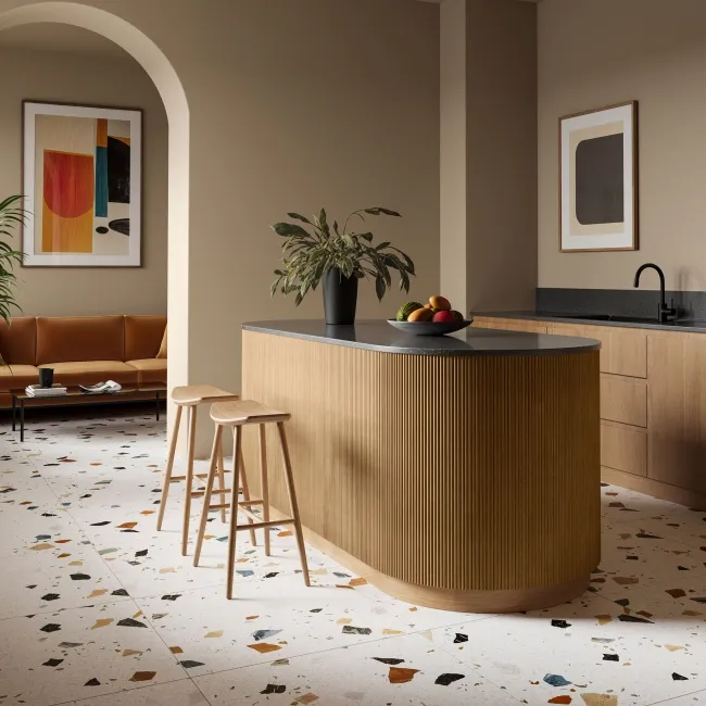 Sorrento White Matt Terrazzo Effect Wall and Floor Tile