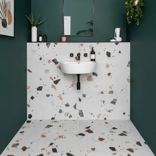 Sorrento White Matt Terrazzo Effect Wall and Floor Tile