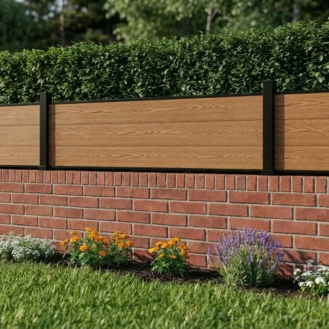 LuxeLine® Teak Composite Fence Panel with Aluminium Post