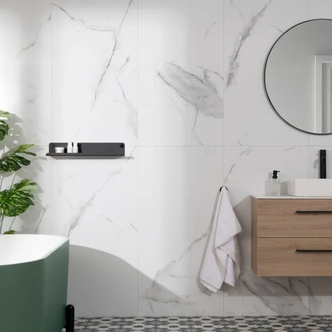 Trepanel Aqua Luxe® Carrara Soft Marble Effect Embossed Satin SPC Wall Panel 4 Pack (Covers 2.80 SQM)