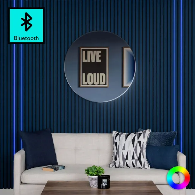 Trepanel Bright® Wall Panel Bluetooth  Multi Colour LED Strip Lights With White Casing – 2.4m Pack of 4