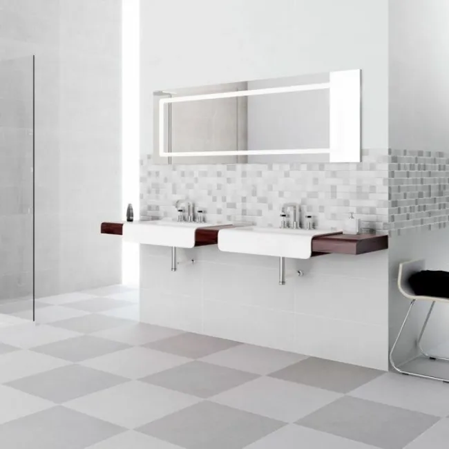 Uptown RLV Cold Light Grey Concrete Effect Ceramic Tiles