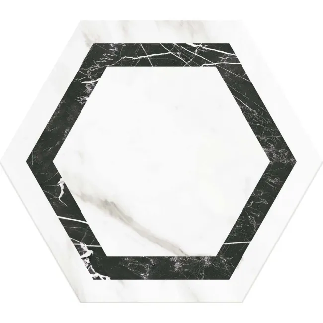 Venato Hexagon Dark Grey Marble Effect Porcelain Tiles