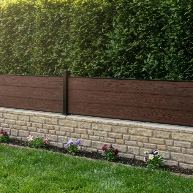 LuxeLine® Walnut Composite Fence Panel with Aluminium Post