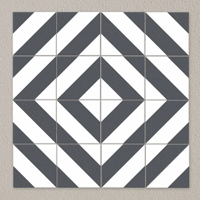 Zebra Black and White Patterned Matt Striped 223x223 Tiles