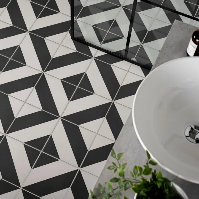 Zebra Black and White Patterned Matt Striped 223x223 Tiles