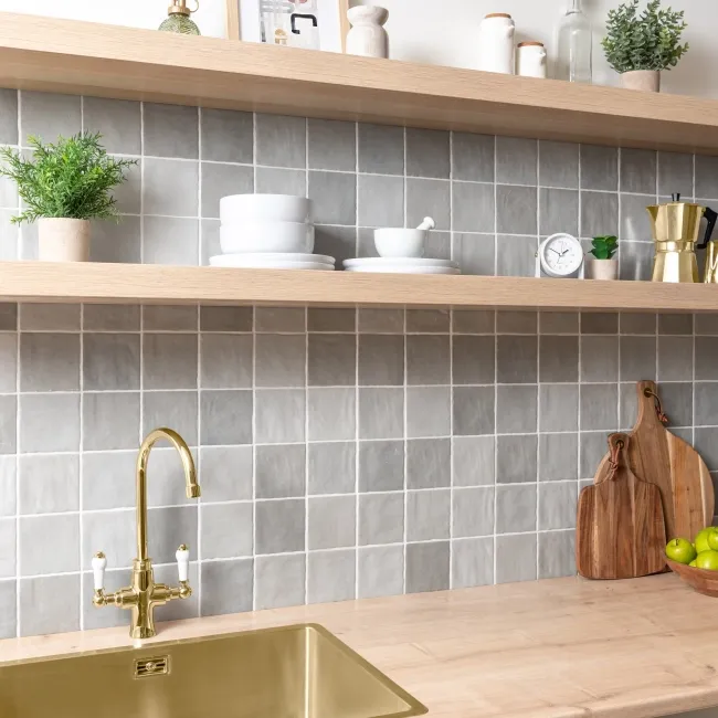 Zellige Mini Grey Small Matt Rustic Wall Tiles 100x100