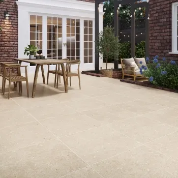 Stoneart Cream Stone Effect Matt Porcelain Outdoor Slab Tile