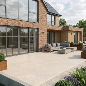 Nuova Beige Stone Effect Matt Porcelain Outdoor Slab Tile