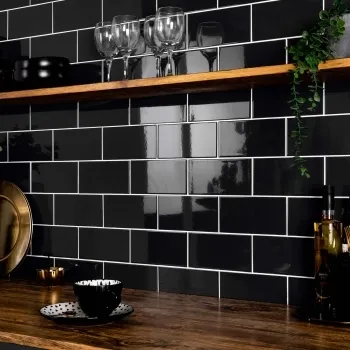 Blackfriars Gloss Black Flat Metro Tiles