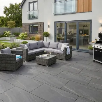 Nuova Anthracite Stone Effect Matt Porcelain Outdoor Slab Tile