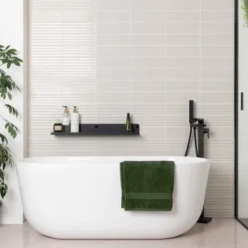 Ribbon Antique White Ridged Effect Ceramic Gloss Wall Tiles